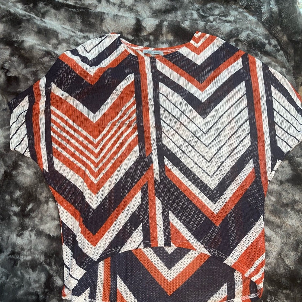 Chevron Boutique Over-shirt - Orange, Dark Navy Blue, White